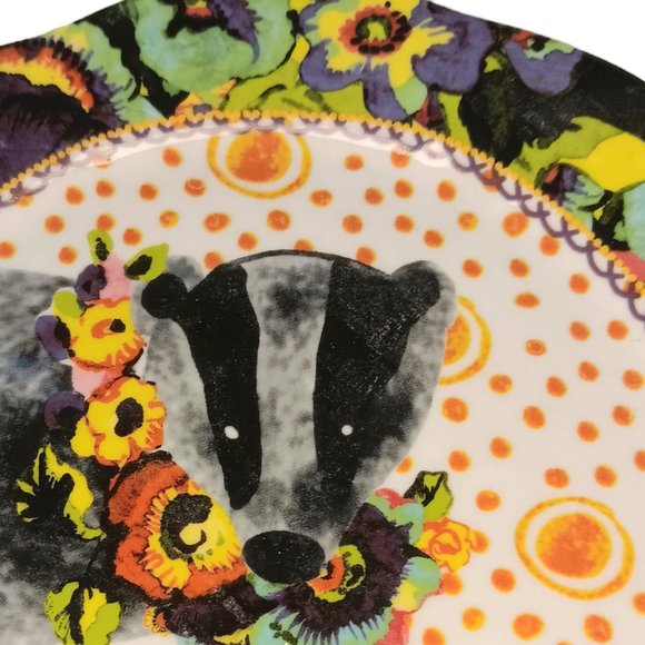 Anthropologie Badger Zoological Gardens Dessert Plate Multicolor Floral - Picture 3 of 4